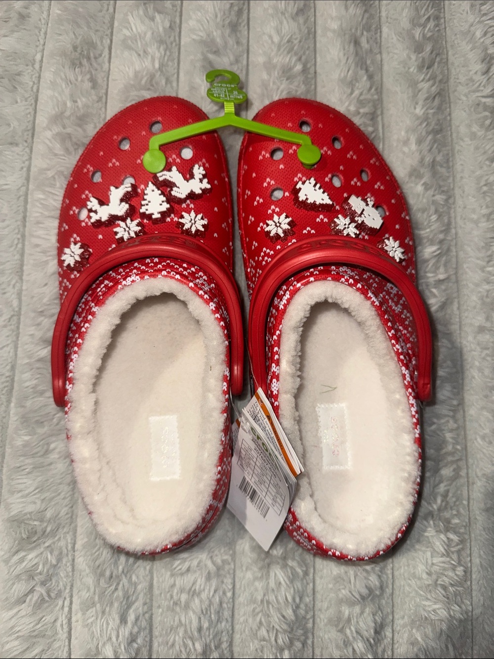 CROCS Red Fleece-Lined Holiday Clogs